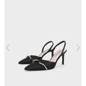 Black Satin Kitten Heel